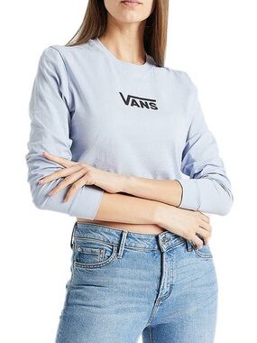 Vans Women’s Light Blue Long Sleeve Cropped Logo Tee